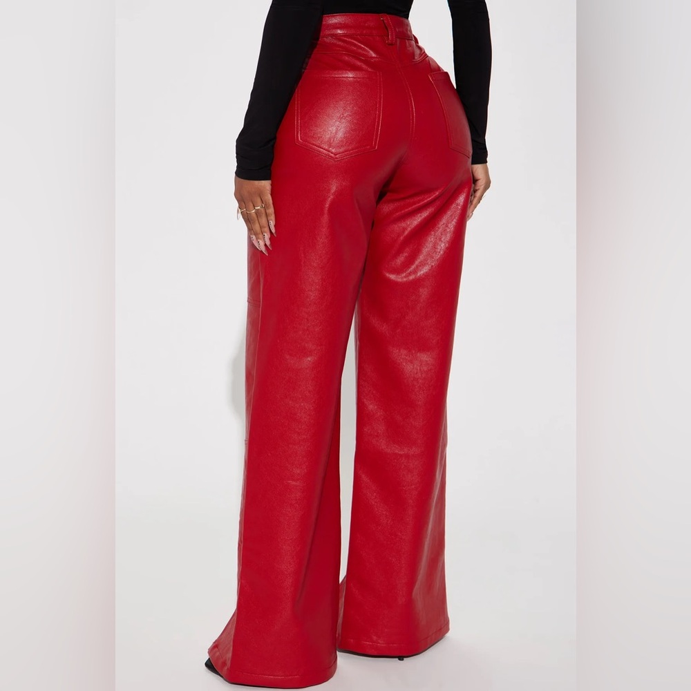 Size XL Red Faux Leather Pants - Picture 3 of 6
